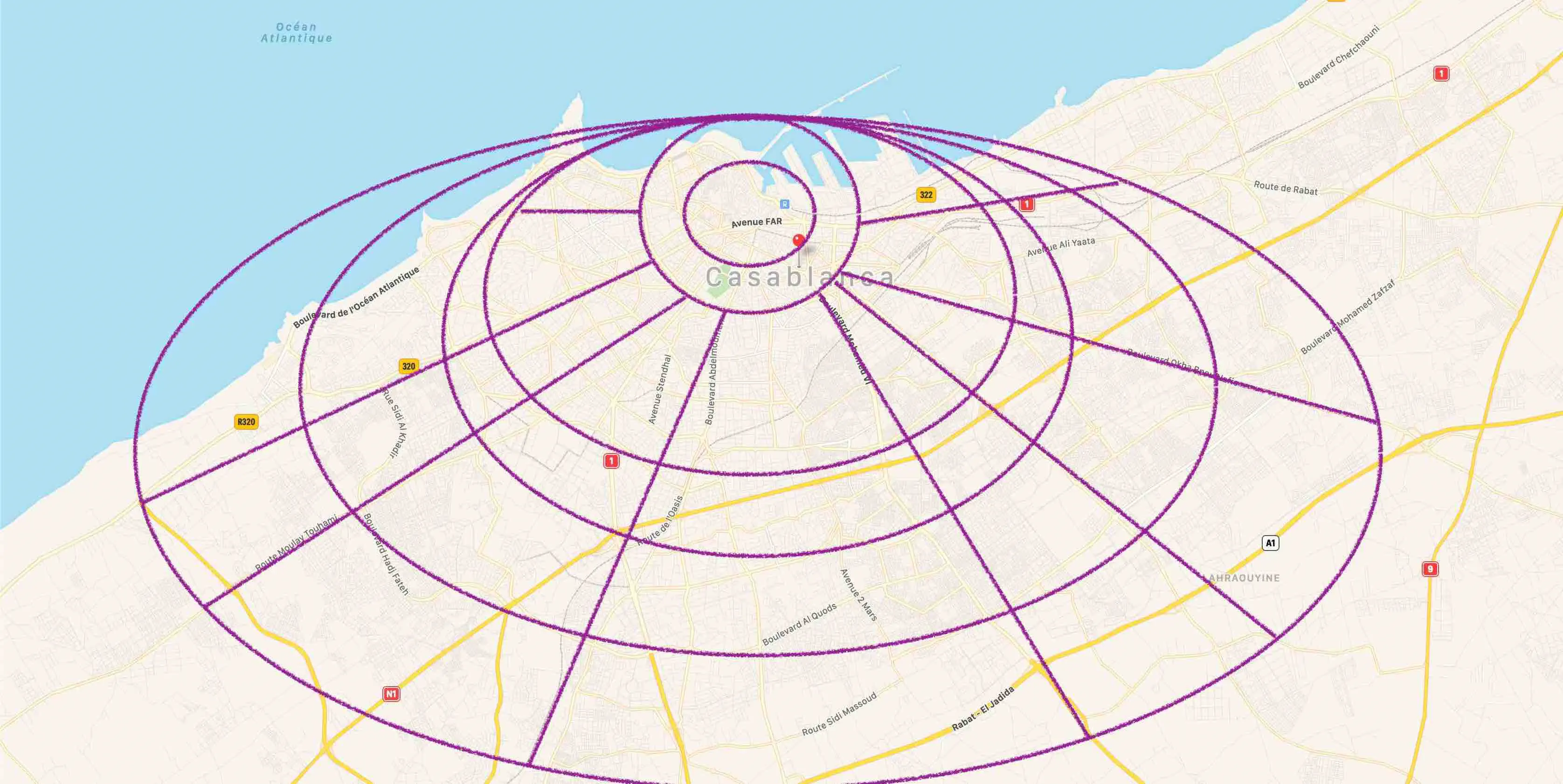 Principaux axes routiers ceinturant Casablanca